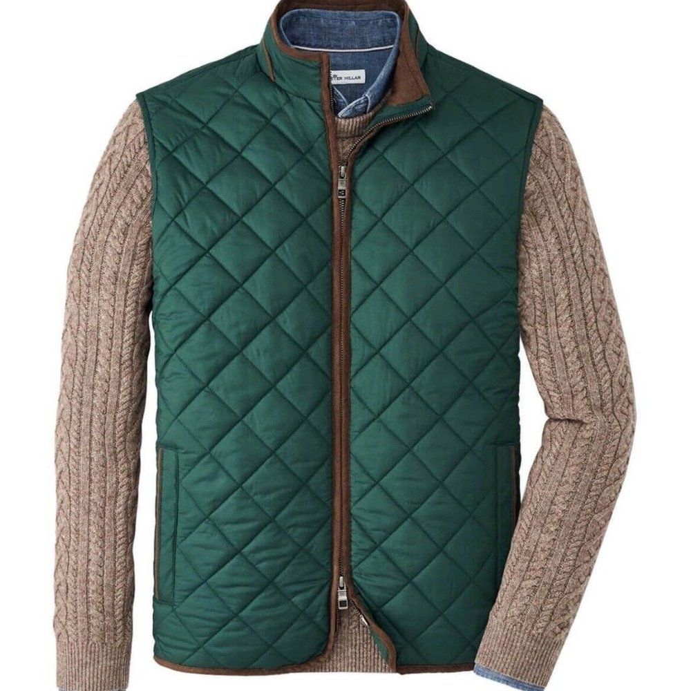 Peter Millar Men's Balsam Green Essex Quilted Travel Vest Size M NWT $228 - Picture 1 of 5